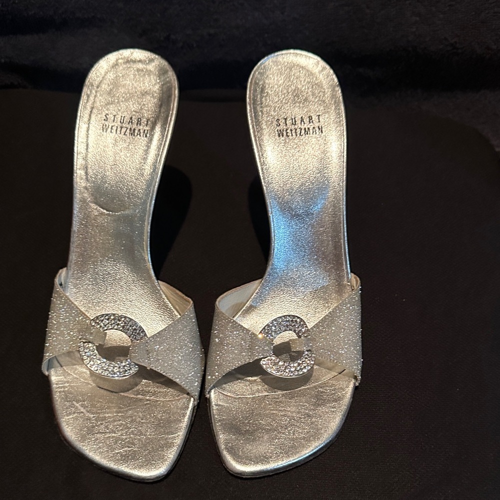 Stuart Weitzman Metallic Silver Heels